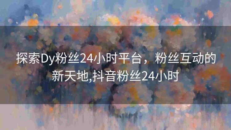 探索Dy粉丝24小时平台，粉丝互动的新天地,抖音粉丝24小时