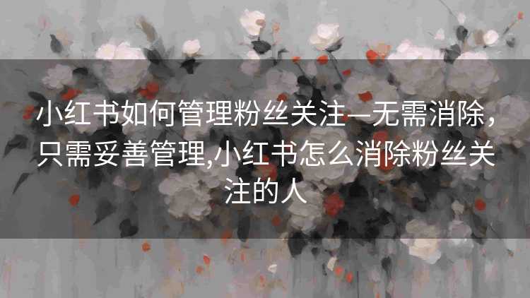 小红书如何管理粉丝关注—无需消除，只需妥善管理,小红书怎么消除粉丝关注的人