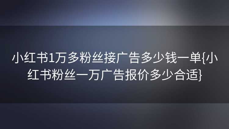 小红书1万多粉丝接广告多少钱一单{小红书粉丝一万广告报价多少合适}