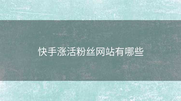 快手涨活粉丝网站有哪些