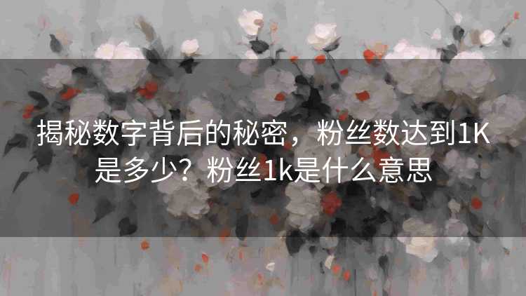 揭秘数字背后的秘密，粉丝数达到1K是多少？粉丝1k是什么意思
