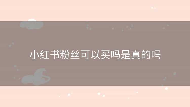 小红书粉丝可以买吗是真的吗