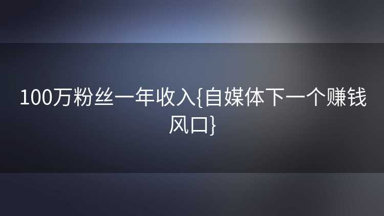 100万粉丝一年收入{自媒体下一个赚钱风口}