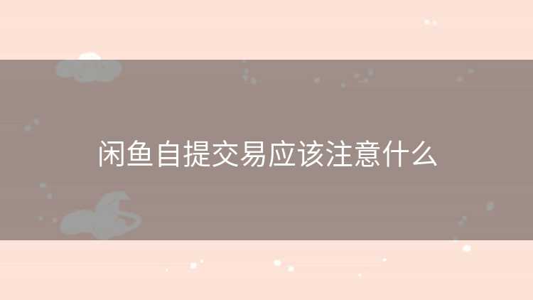 闲鱼自提交易应该注意什么