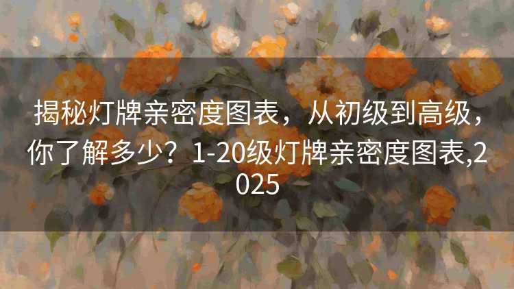 揭秘灯牌亲密度图表，从初级到高级，你了解多少？1-20级灯牌亲密度图表,2025