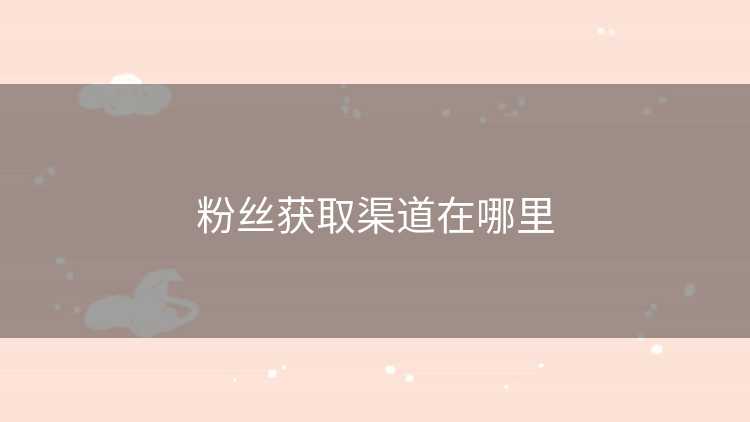 粉丝获取渠道在哪里