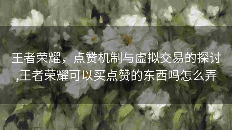 王者荣耀，点赞机制与虚拟交易的探讨,王者荣耀可以买点赞的东西吗怎么弄