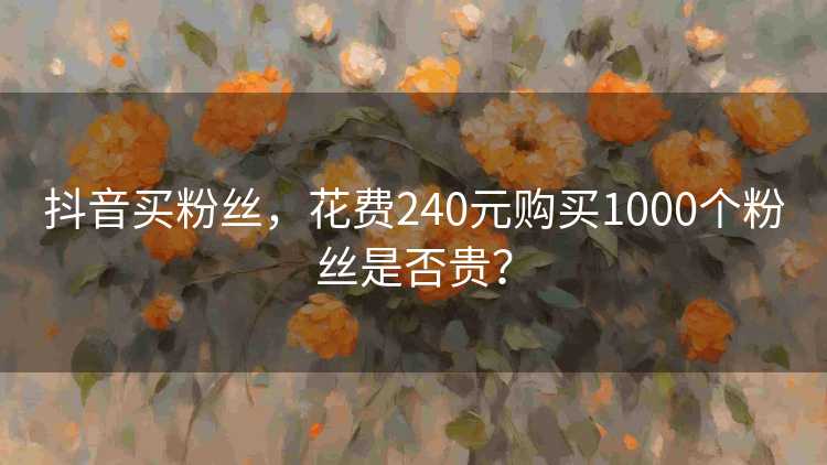 抖音买粉丝，花费240元购买1000个粉丝是否贵？