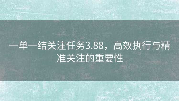 一单一结关注任务3.88，高效执行与精准关注的重要性