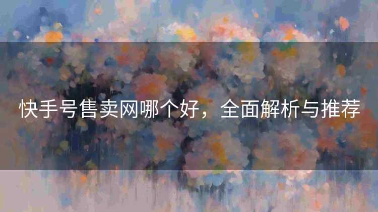 快手号售卖网哪个好，全面解析与推荐