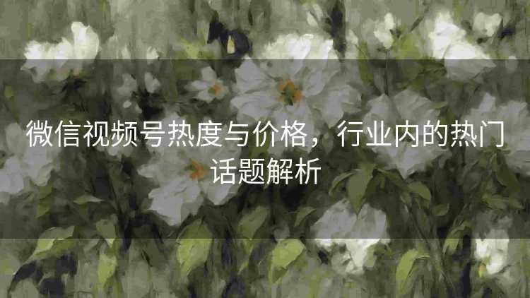 微信视频号热度与价格，行业内的热门话题解析