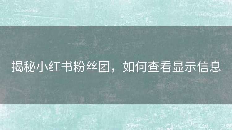 揭秘小红书粉丝团，如何查看显示信息