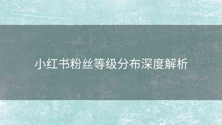 小红书粉丝等级分布深度解析